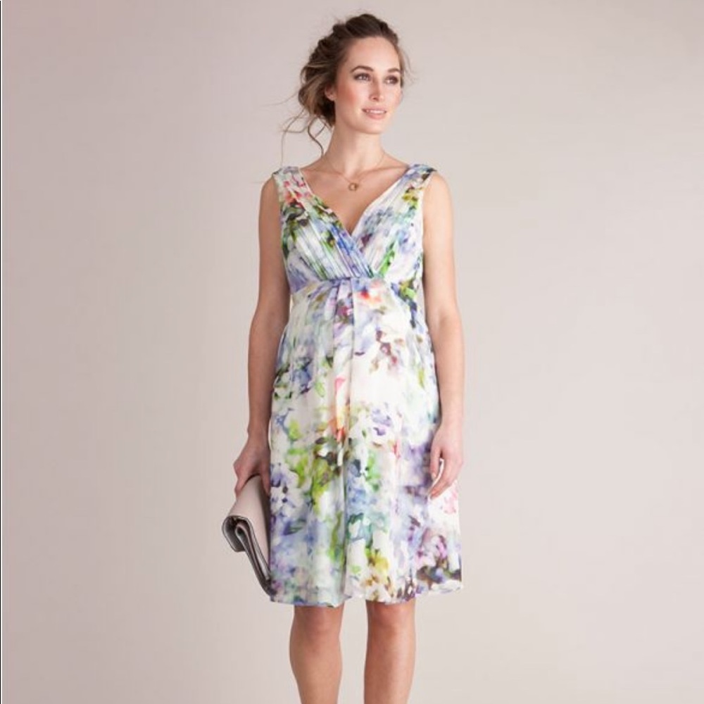 Luxe by Seraphine Floral Silk Maternity Dress